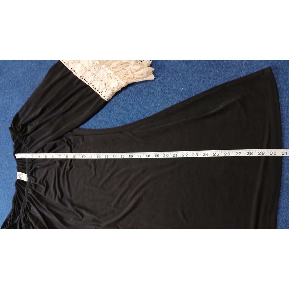 Black Boho/Western Style Dress Fringe Flare Sleeves Large NWOT - Picture 10 of 10